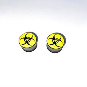 Radiation Symbol Ear Gauge Plugs, 9/6" (14mm)
